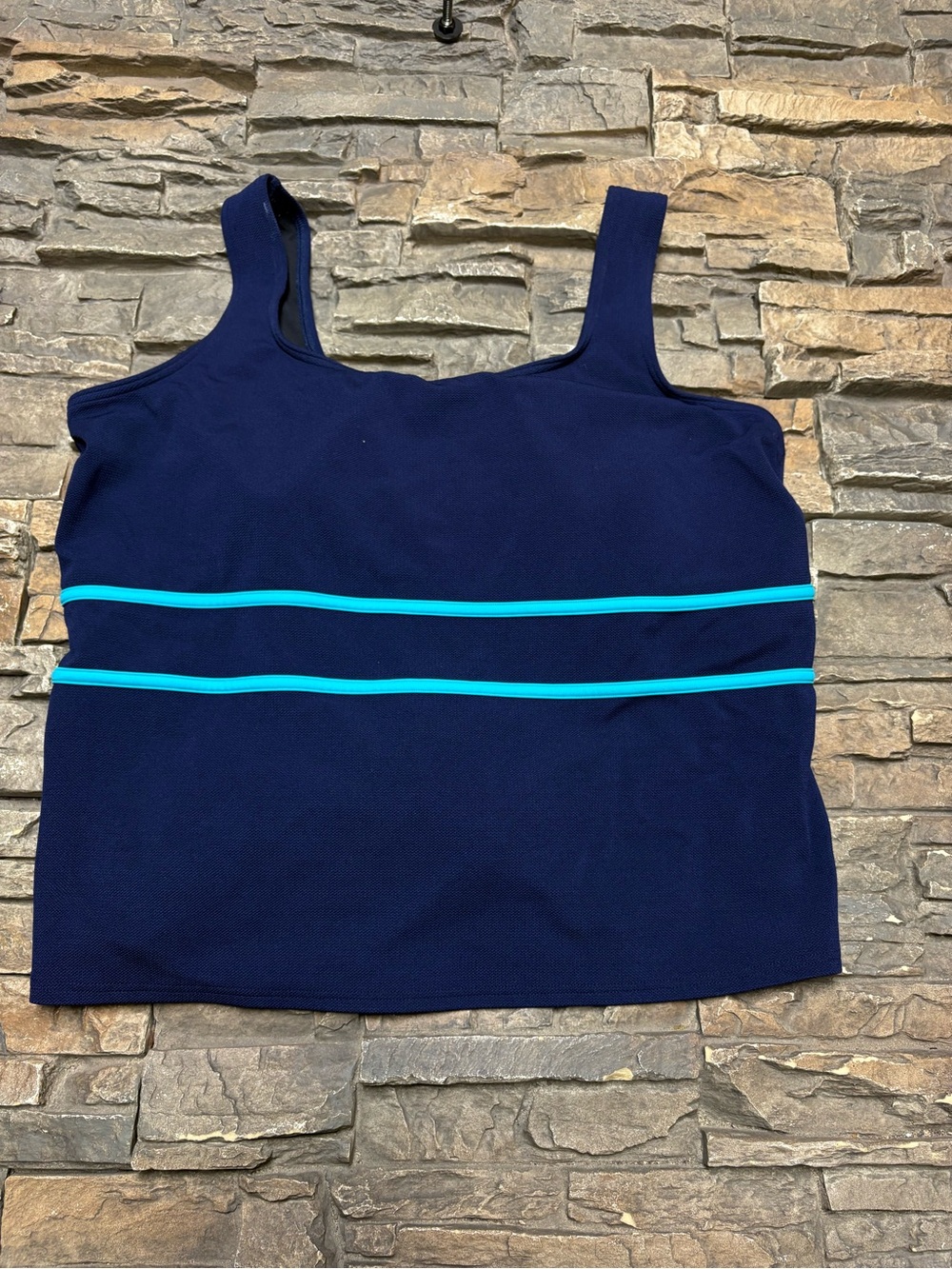 Lands End Women’s Tankini Swim Top Sz 20W Blue Padded Swim Slimming